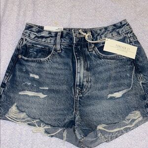 Forever 21 Blue Distressed Jean Shorts